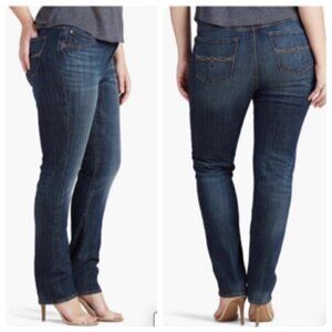 Lucky Brand EMMA Plus Sz Curvy High Rise Straight Stretch Denim Sz 24W Blue